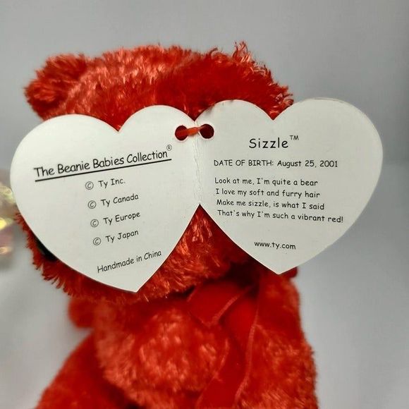 TY Beanie Babies Halo Angel Bear 1998 and Sizzle Red Bear 2001 - Picture 10 of 12